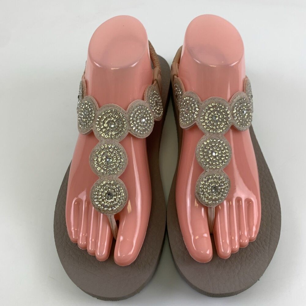 Skechers Meditation Stars Sparkles Sandal Slingback Yoga Foam Light Pink Women 9 - Picture 4 of 11